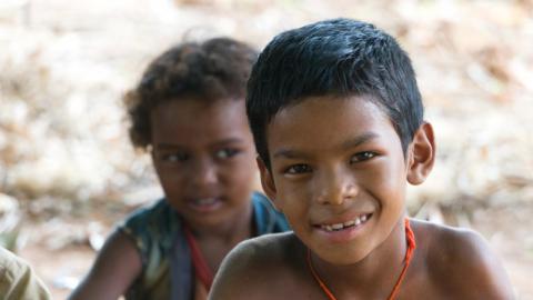 A laughing tribal child